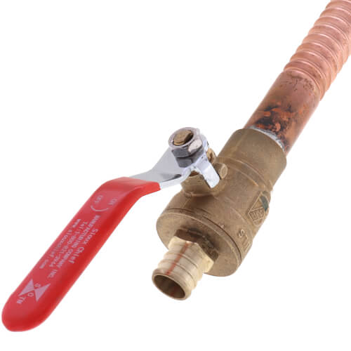 3/4" PEX x 3/4" FIP Swivel Straight Corrugated Hose Water Heater Connector w/ Valve (18" Length)