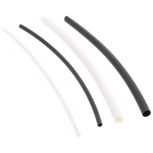 Main product image of 6" Black And White Polyolefin Heat Shrink Tubing, 600V (Pack of 12)