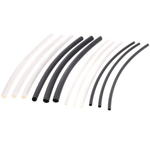Main product image of 6" Black And White Polyolefin Heat Shrink Tubing, 600V (Pack of 12)