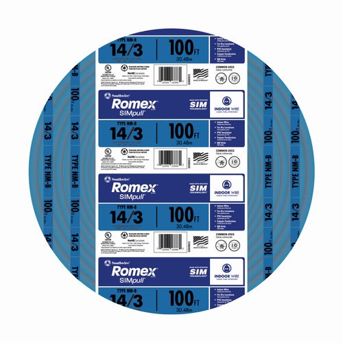 Main product image of 14-3 Blue Romex SIMpull Type NM-B Cable, w/ Ground (50' Coil)