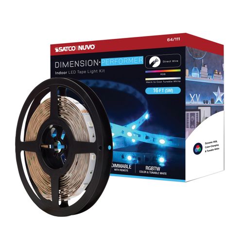 Main product image of Dimension Performer Tape light strip 16 ft. RGB plus Tunable White J-Box connection IR Remote Included