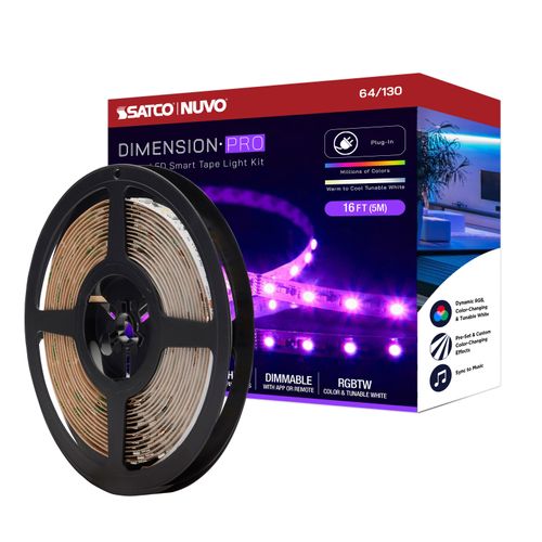 Main product image of Dimension Pro Tape light strip 16 ft. Hi-Output RGB plus Tunable White Plug connection Starfish IOT Included