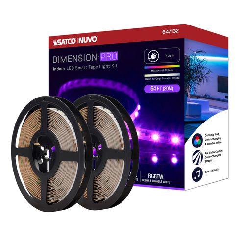 Main product image of Dimension Pro Tape light strip 64 ft. Hi-Output RGB plus Tunable White Plug connection Starfish IOT Included
