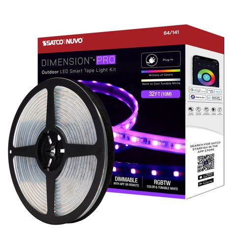 Main product image of Dimension Pro Tape light strip 32 ft. Hi-Output RGB plus Tunable White Plug connection IP65 Starfish IOT Included