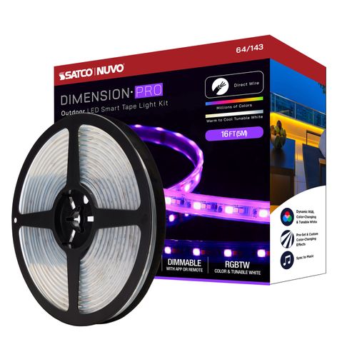 Main product image of Dimension Pro Tape light strip 16 ft. Hi-Output RGB plus Tunable White J-Box connection IP65 Starfish IOT Included