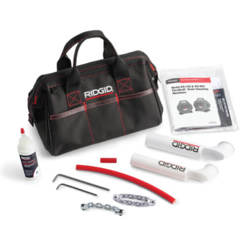 Main product image of K9-102 FlexShaft Drain Cleaning Machine for 1-1/4"-2" Pipes w/ 1/4" x 50' Cable & Kit