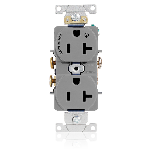 Main product image of Duplex Receptacle, Heavy-Duty Industrial, Split-Circuit, 20A 125V NEMA 5-20R, 2P 3W (Gray)