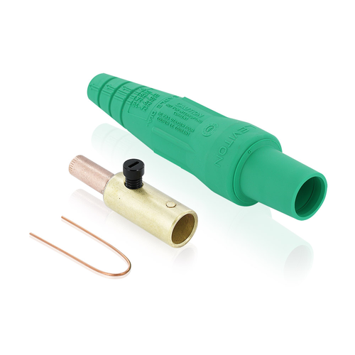 Main product image of 16 Series Taper Nose Cam-Type Female Plug, Contact & Insulator, Detachable, Crimp Tube Termination, #2, #1 AWG, 220A Max, Type 3R When Mated (Green)