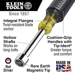 6" Magnetic Nut Driver, Set of 2 (1/4" & 5/16")
