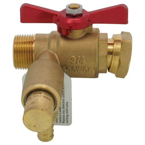 Main product image of 3/4" FIP Swivel Inlet x 3/4" MIP Thread Outlet x 1/2" PEX Crimp Relief Thermal Expansion Relief Valve