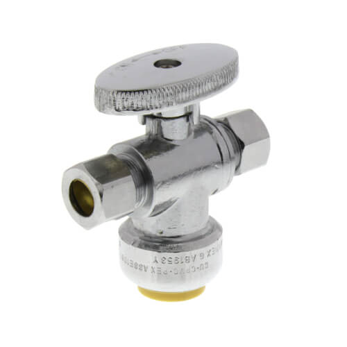 Main product image of 1/2" Push Fit x 3/8" OD 1/4 Turn Dual Angle Stop Valve (No Lead Brass)
