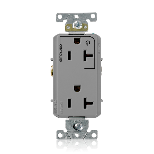 Main product image of Decora Plus Duplex Receptacle, Heavy-Duty Industrial, Split-Circuit, 20A 125V NEMA 5-20R (Gray)