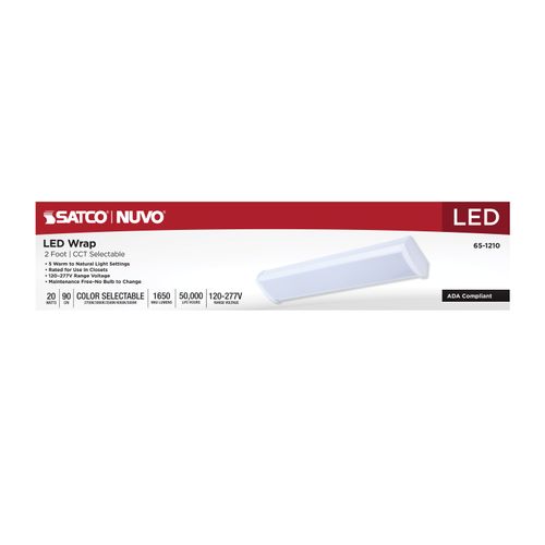 Main product image of LED 2' Wrap, 20Ws, 27K/30K/35K/40K/50K CCT Selectable, White Finish, 120-277V