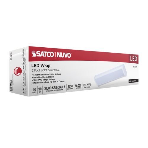 Main product image of LED 2' Wrap, 20Ws, 27K/30K/35K/40K/50K CCT Selectable, White Finish, 120-277V