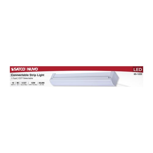 Main product image of LED 1' Connectable Strip Light, 10W, 27K/30K/35K/40K/50K CCT Selectable, White Finish, 120V