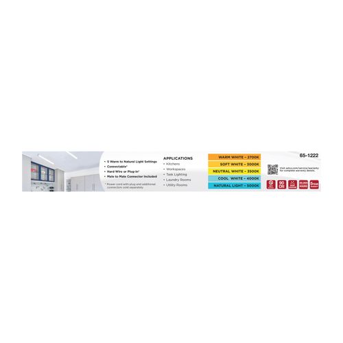 Main product image of LED 1' Connectable Strip Light, 10W, 27K/30K/35K/40K/50K CCT Selectable, White Finish, 120V