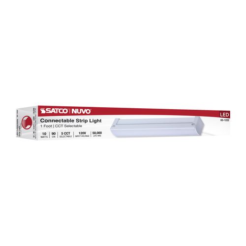 Main product image of LED 1' Connectable Strip Light, 10W, 27K/30K/35K/40K/50K CCT Selectable, White Finish, 120V