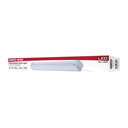 Main product image of LED 1' Connectable Strip Light, 10W, 27K/30K/35K/40K/50K CCT Selectable, White Finish, 120V
