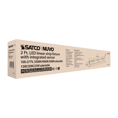 Main product image of 2' LED Linear Strip Light, Field Selectable, With Sensor, White Finish