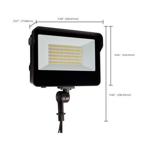 Main product image of LED Tempered Glass Flood Light w/ Bypassable Photocell CCT Selectable 3K/4K/5K Wattage Adjustable 45W/60W/80W ColorQuick and PowerQuick Technology Bronze Finish