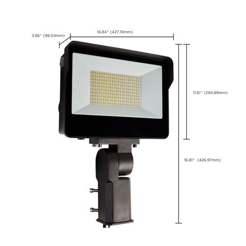 Main product image of LED Tempered Glass Flood Light w/ Bypassable Photocell CCT Selectable 3K/4K/5K Wattage Adjustable 100W/125W/150W ColorQuick and PowerQuick Technology Bronze Finish