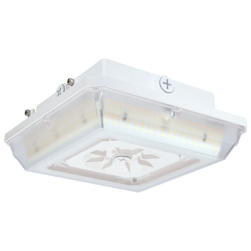 Main product image of Square LED Wide Beam Angle Canopy Light 3K/4K/5K CCT Selectable 60W/75W/90W Wattage Selectable White Finish