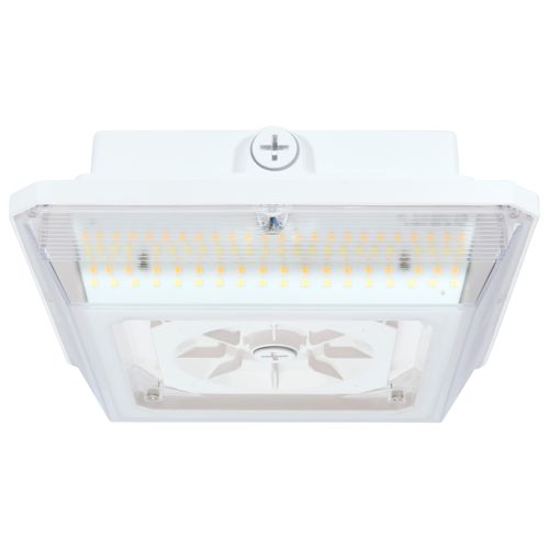 Main product image of Square LED Wide Beam Angle Canopy Light 3K/4K/5K CCT Selectable 60W/75W/90W Wattage Selectable White Finish