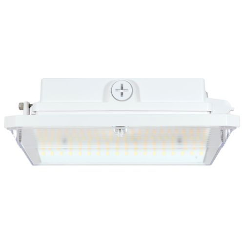 Main product image of Square LED Wide Beam Angle Canopy Light 3K/4K/5K CCT Selectable 60W/75W/90W Wattage Selectable White Finish