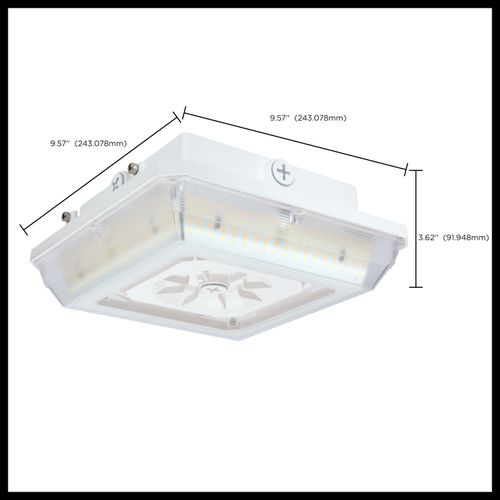 Main product image of Square LED Wide Beam Angle Canopy Light 3K/4K/5K CCT Selectable 60W/75W/90W Wattage Selectable White Finish