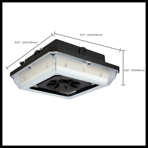 Main product image of Square LED Wide Beam Angle Canopy Light 3K/4K/5K CCT Selectable 60W/75W/90W Wattage Selectable Bronze Finish