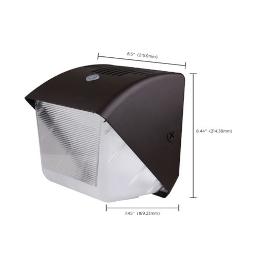 Main product image of 40 Watt Small LED Wall Pack w/ Integrated Bypassable Photocell CCT Selectable 120-277 Volts Dusk to Dawn Security Lighting IP65 Bronze Finish