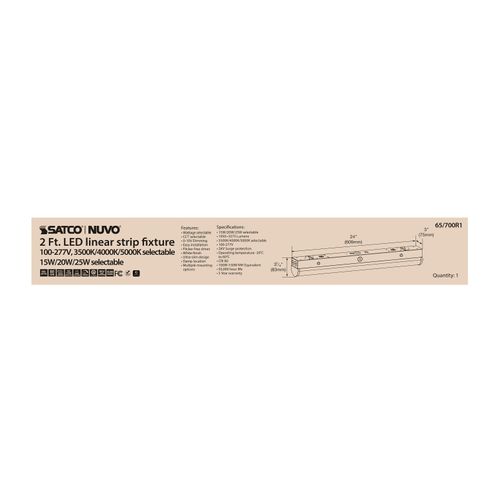 Main product image of 2' LED Linear Strip Light, Field Selectable, White Finish