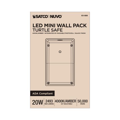 Main product image of Turtle Safe Wall Pack, 20W, 4000K CCT, Black Finish, Amber Light