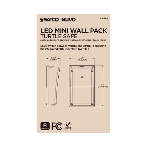 Main product image of Turtle Safe Wall Pack, 20W, 4000K CCT, Black Finish, Amber Light