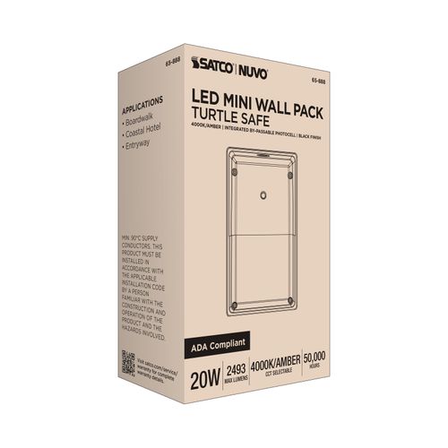 Main product image of Turtle Safe Wall Pack, 20W, 4000K CCT, Black Finish, Amber Light