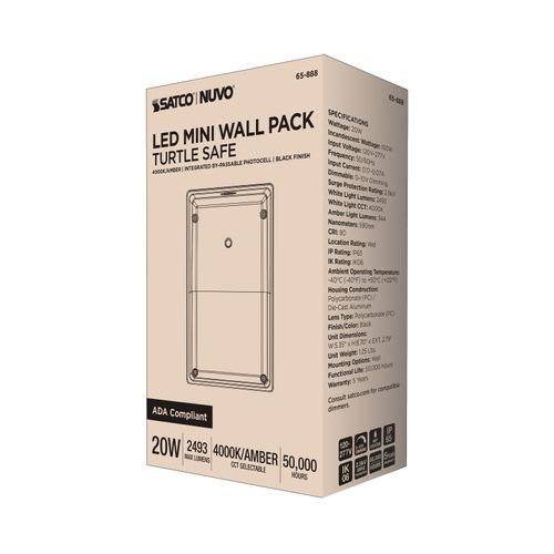 Main product image of Turtle Safe Wall Pack, 20W, 4000K CCT, Black Finish, Amber Light