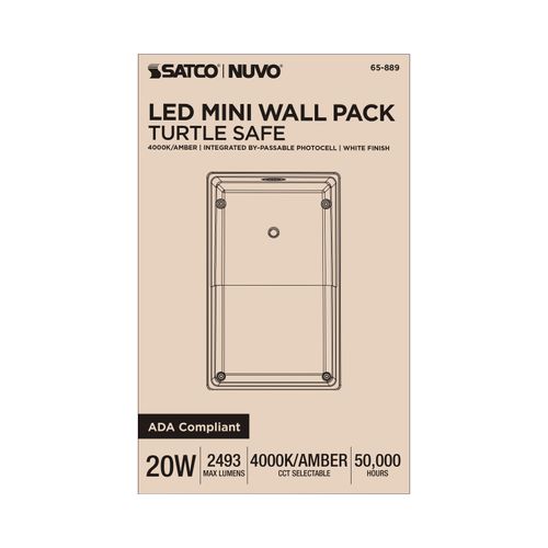Main product image of LED Turtle Friendly Small Wall Pack, 20W, Amber Color, White Finish
