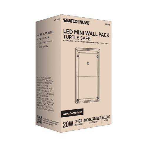 Main product image of LED Turtle Friendly Small Wall Pack, 20W, Amber Color, White Finish