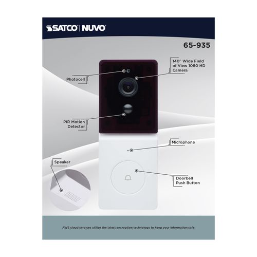 Main product image of Starfish, SMART Doorbell Security Camera, White Doorbell with White Chime