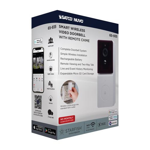 Main product image of Starfish, SMART Doorbell Security Camera, White Doorbell with White Chime