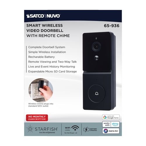 Main product image of Starfish, SMART Doorbell Security Camera, Black Finish