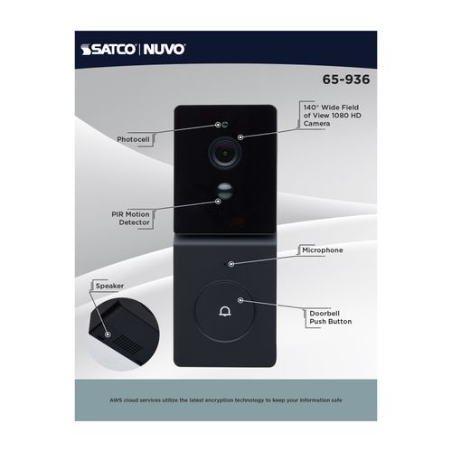 Main product image of Starfish, SMART Doorbell Security Camera, Black Finish