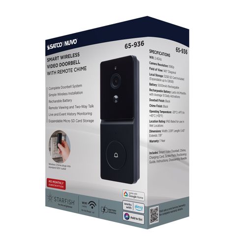 Main product image of Starfish, SMART Doorbell Security Camera, Black Finish