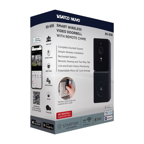 Main product image of Starfish, SMART Doorbell Security Camera, Black Finish