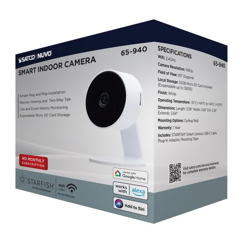 Main product image of Starfish, SMART Indoor Security Camera, White Finish