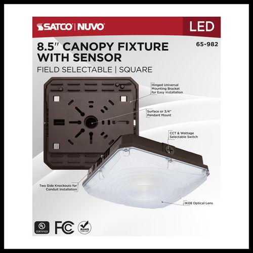 Main product image of 8.5" LED Field Selectable Canopy Fixture With Sensor, 25/30/40Ws, 3K/4K/5K CCT, 120-277V