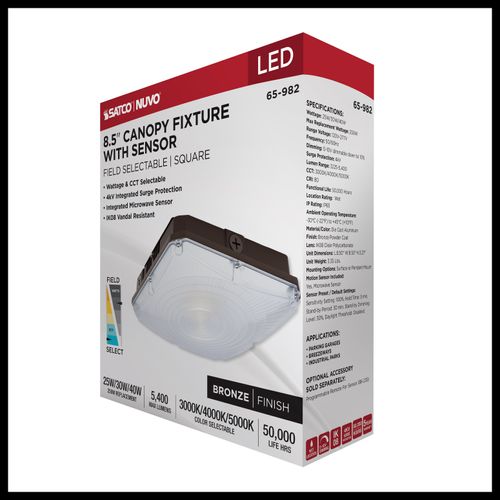 Main product image of 8.5" LED Field Selectable Canopy Fixture With Sensor, 25/30/40Ws, 3K/4K/5K CCT, 120-277V