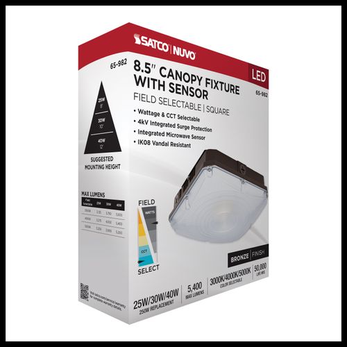 Main product image of 8.5" LED Field Selectable Canopy Fixture With Sensor, 25/30/40Ws, 3K/4K/5K CCT, 120-277V
