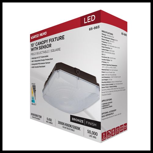 Main product image of 10" LED Field Selectable Canopy Fixture With Sensor, 45/60/70Ws, 3K/4K/5K CCT, 120-277V
