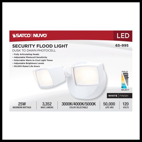 Main product image of LED Security Light, Dual Head, Field Selectable, White Finish